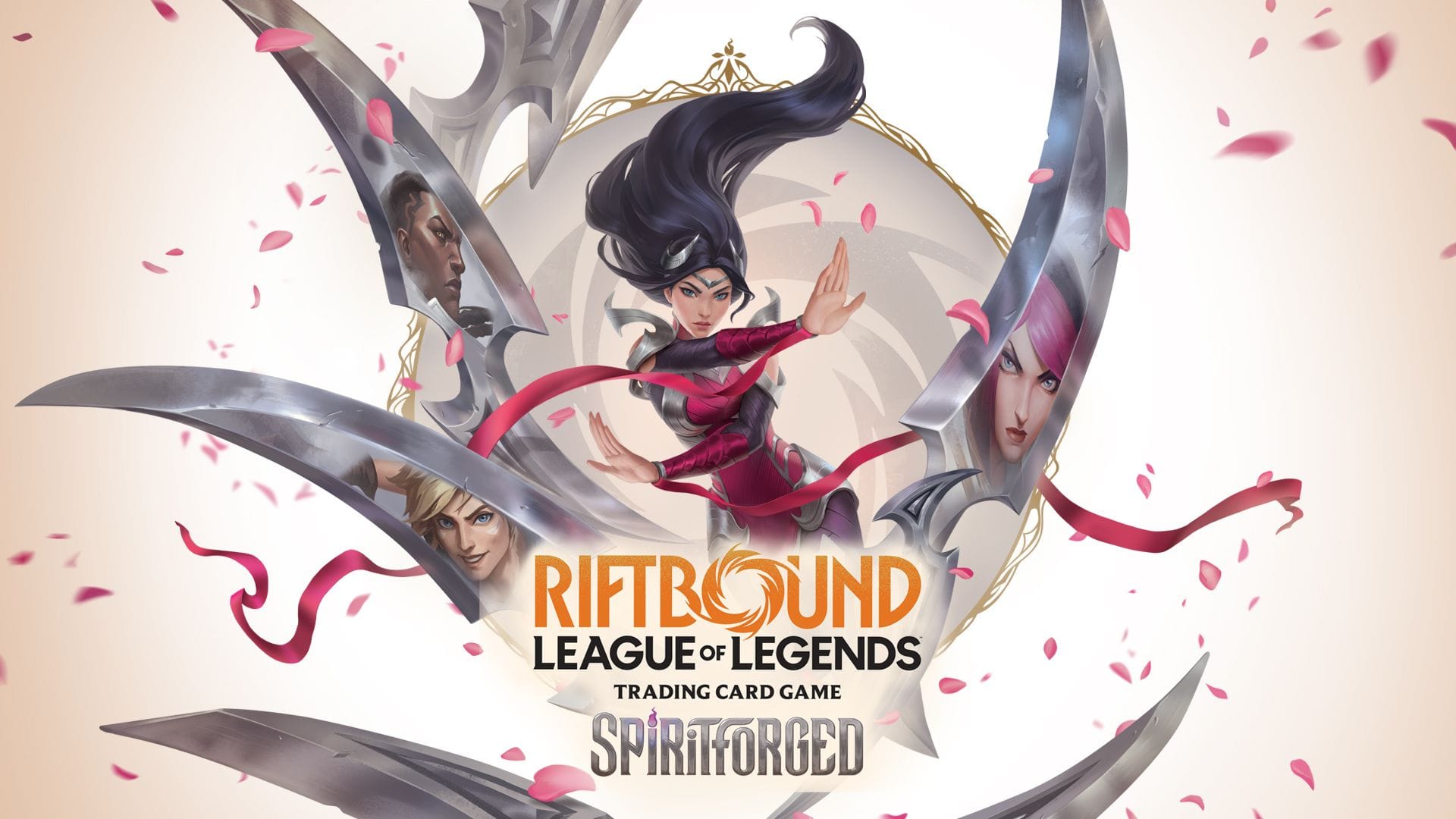 Riftbound Spiritforged - Key art officiel avec Irelia, Lucian et Ezreal