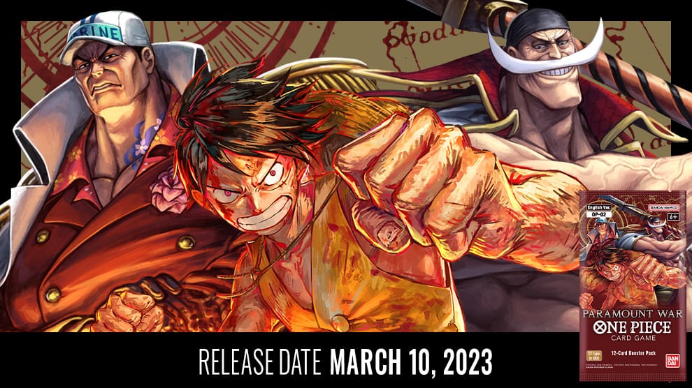 Visuel promotionnel One Piece Card Game OP-02 Paramount War — Barbe Blanche, Ace et les Marines à Marineford