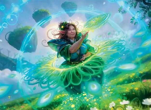 Illustration d'Emeritus of Abundance — carte emblématique du collège Quandrix de Secrets of Strixhaven